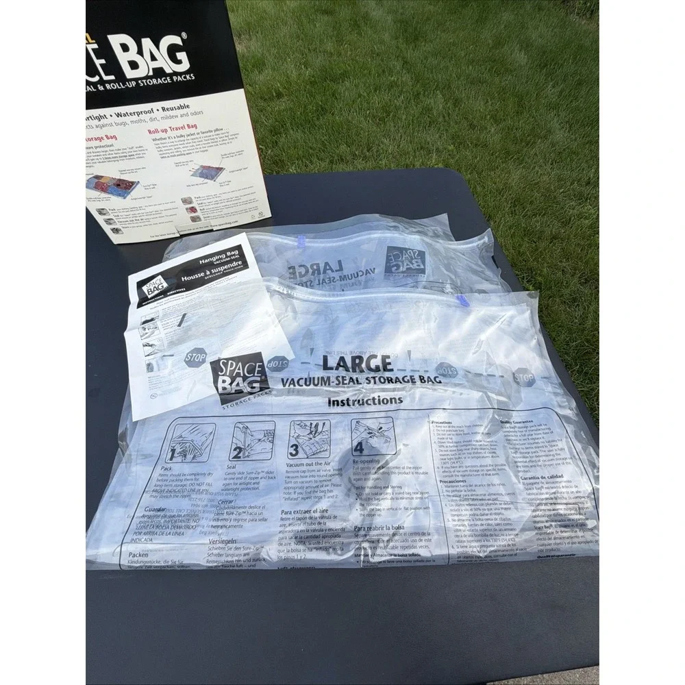 2 Large Space Bag Storage Bags Vac Airtight Reusable Waterproof 21.5X33.5